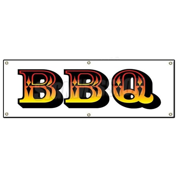 BBQ BANNER SIGN barbque bbq smoker ribs chicken cart signs bar-b-que